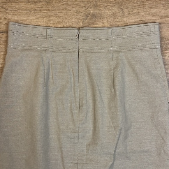 Ann Taylor | New tan linen blend midi pencil skirt Women’s size 10 front slit - Picture 7 of 9